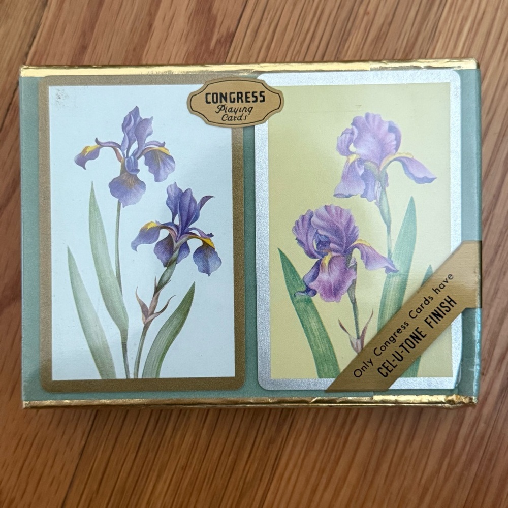 Congress Vintage Designer Series Playing Cards Iris Flowers Pinochle Double Deck